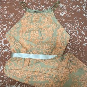 Teeze Me Nude Dress with Coral Embroidery Size S